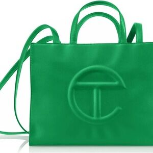 Telfar Green Tote Bag with Embossed Logo